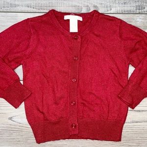 ♥️ Janie and Jack Red Button Dress Cardigan Sweater Valentines Day 18M 24M